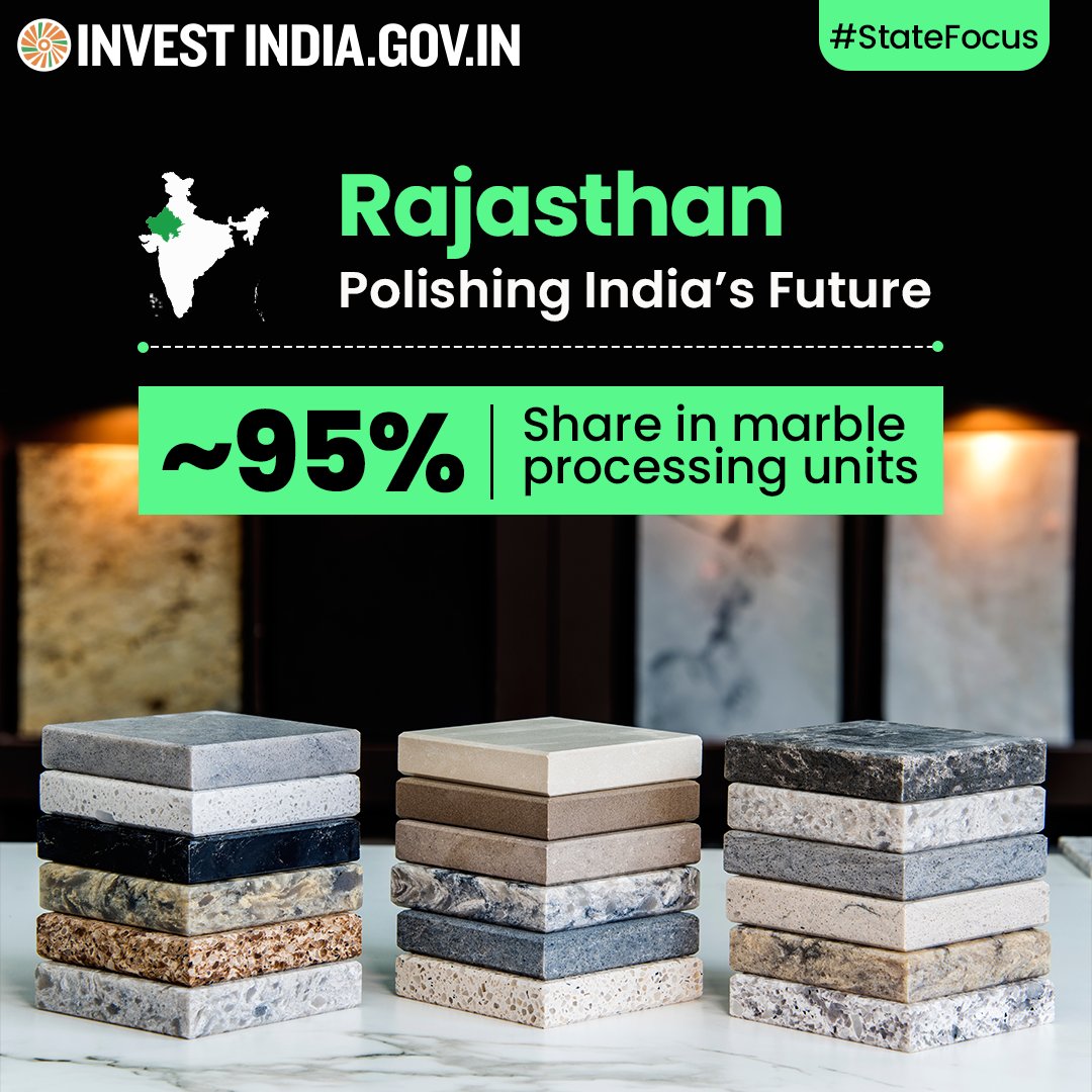investindia's tweet photo. #StateFocus
#DidYouKnow: Rajasthan is the largest producer of marble in #NewIndia!
Know more avenues in the state at https://t.co/fj1nyfBXUU
#InvestInIndia #InvestInRajasthan #MarbleProcessing https://t.co/h3MF9hlyVV