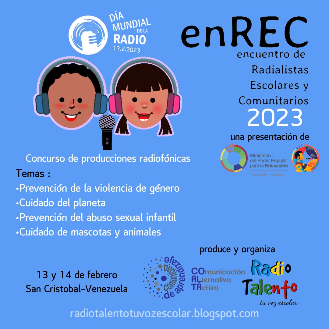 crauetdt's tweet photo. Conoce las temáticas del concurso de producciones radiofónicas #enREC2023 
🎙️ Prevención de la violencia de género
🎙️ Cuidado del planeta
🎙️ Prevención del abuso sexual infantil
🎙️ Cuidado de mascotas y animales
Participa➡️ https://t.co/KncVj2v2sS
@_LaAvanzadora 

#PatriaProspera https://t.co/dHNGYhOiUx