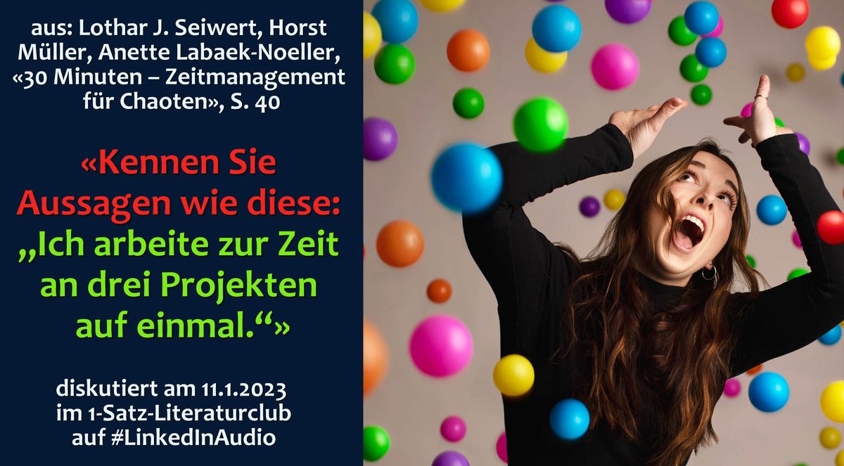 Was?! Nur 3 Projekte auf einmal? Wir plädieren für mehr! #Gleichzeitigkeit ist notwendig, damit sich Gedanken gegenseitig befruchten können. 
Aber Achtung vor #BurnOut oder #BurnIn. 
Und #Multitasking: ist nicht möglich.
Foto: Zak Neilson, Unsplash
1satzliteraturclub.com