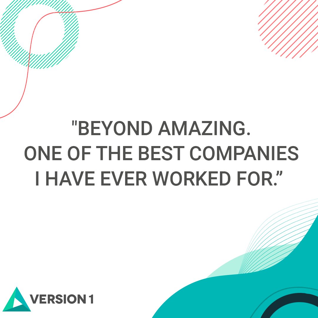 version1's tweet photo. Version 1 ranked 10th in @Glassdoor's Employees’ Choice Awards UK for 2023! 🎉🥳🍾

We're immensely proud of this accolade and honoured to receive such a remarkable reward.

Here's a small sample of our employee reviews📣

Find out more👉 https://t.co/dSqe8Owt6K https://t.co/qQ2KRIUEtu