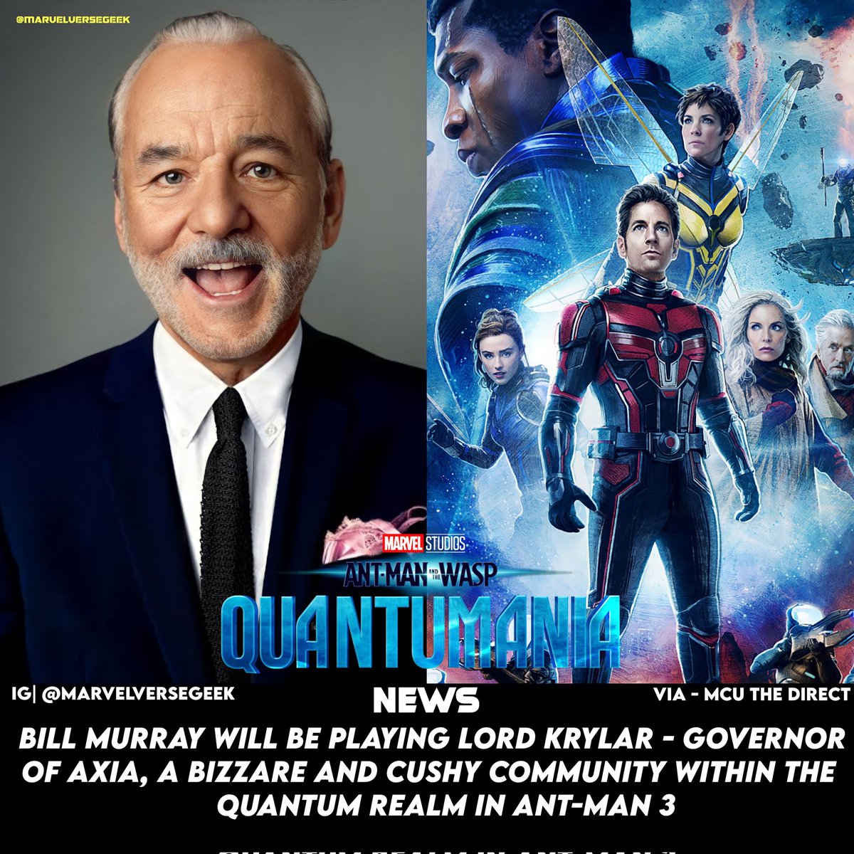 Bill Murray will be playing lord krylar in #AntManAndTheWaspQuantumania