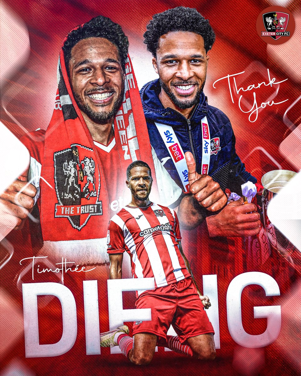 OfficialECFC's tweet photo. ✍️ Exeter City can confirm that @timdieng8 has signed for @TheGillsFC for an undisclosed fee after his release clause was triggered.

Tim leaves St James Park with our thanks for what he achieved in red and white and best wishes for his future career.

#ECFC https://t.co/WfUbyLjrLc