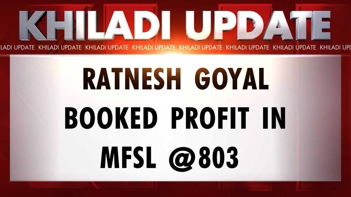 CNBC_Awaaz's tweet photo. #KhiladiNo1Update : #AshishKyal- #CRISIL BOOKED 
@3032

#RatneshGoyal- #CholaInvst EXITED 
@663

#RatneshGoyal- #MaxFinancial -795  TGT- 900,, SL- 735

@kyalashish @sameet_chavan58 @IamRatneshGoyal @AEHarshada https://t.co/V7qd8J1PQI