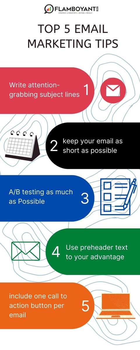 flamboyantb2b's tweet photo. Top 5 Email Marketing Tips
.
#emailmarketing #emailmarketingtips #emails #digitalmarketing #flamboyantb2b #b2bmarketing #marketingautomation #salesforce #emailcampaign #mailchimp #leadgeneration #lead #coldleads #sales #linkedin #b2bmarketingagency #leadgenagency #marketingtips https://t.co/m0ODjvVG7m