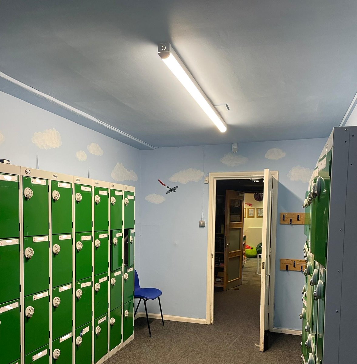 SywellSchool's tweet photo. Our Key Stage 2 corridor has had a refurb!☁️✈️We are delighted with the transformation which has made the corridor feel a lot brighter and also pays a lovely tribute to our new house groups: Spitfire, Lancaster, Typhoon and Wellington. https://t.co/0t3OgrR1bG