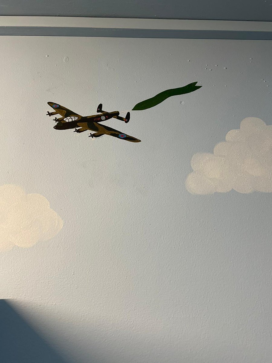 SywellSchool's tweet photo. Our Key Stage 2 corridor has had a refurb!☁️✈️We are delighted with the transformation which has made the corridor feel a lot brighter and also pays a lovely tribute to our new house groups: Spitfire, Lancaster, Typhoon and Wellington. https://t.co/0t3OgrR1bG