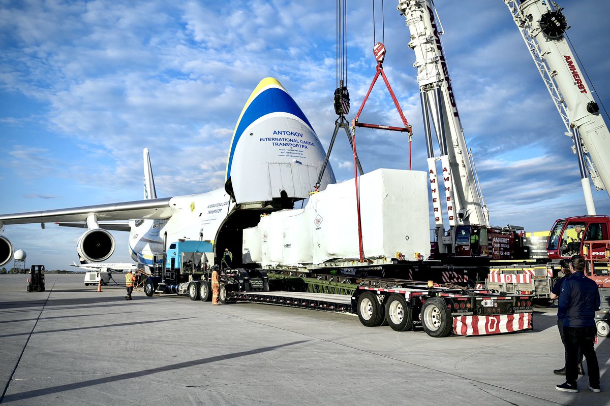 ANTONOV Airlines' AN-124-100'RUSLAN' chartered for series of heavy lift transportations to carry high-tech machinery from Europe to Canada.169 tons of cargo already delivered to one the most technologically advanced facilities in the world. Contact us: Sales@antonov-airlines.aero