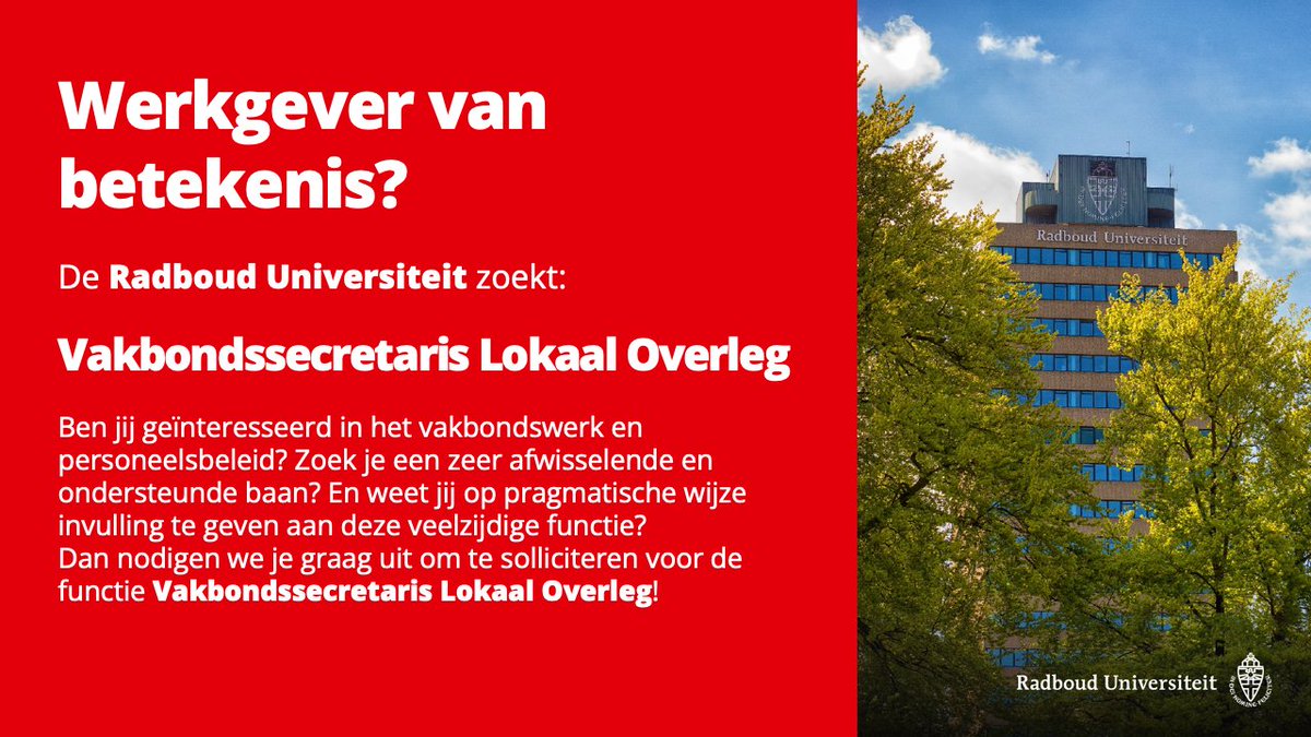 MarijtjeJongsma's tweet photo. Ik ben op zoek naar een fijne collega, 2 dagen per week. https://t.co/TLPxRj4he5 Bijdragen aan het vakbondswerk op de Radboud Universiteit? @0pointseven @WOinactie @CasualLeiden @AObtweets @FNV @CNVOnderwijs @FBZarbeid  Graag verder delen! https://t.co/8ipmDvCFDX