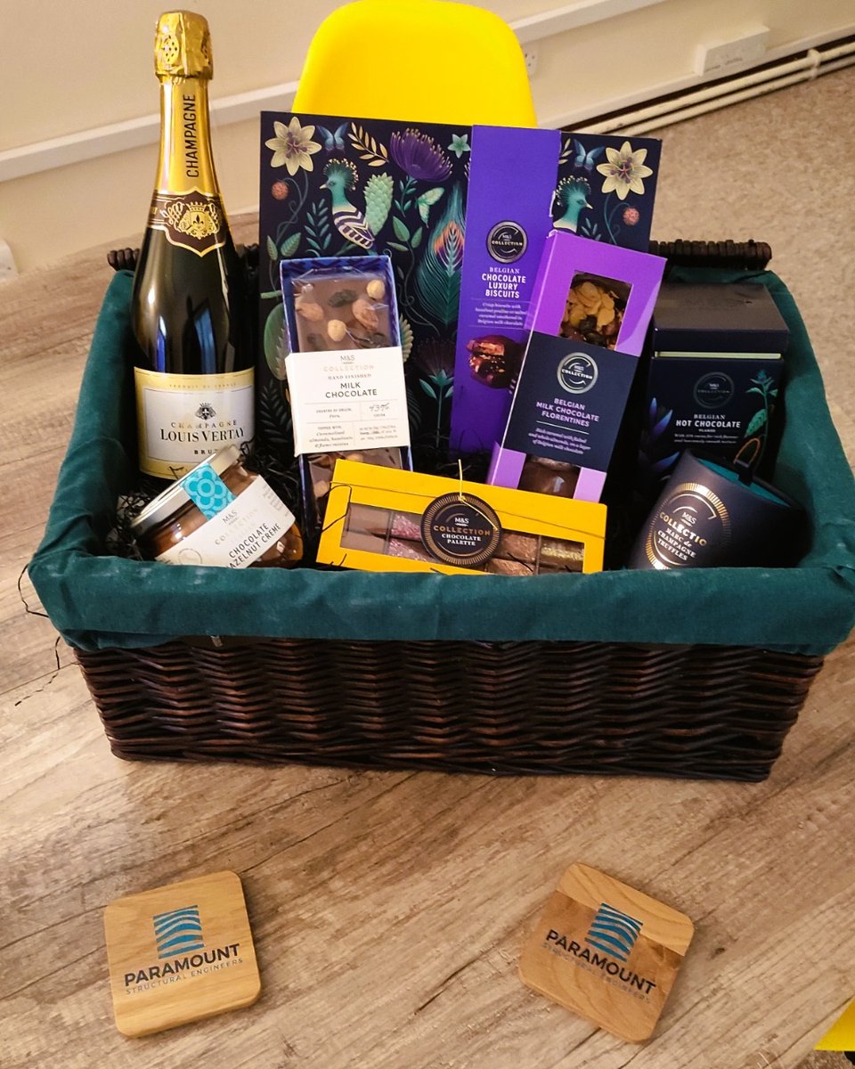 paramountse's tweet photo. Thank you @AyrshireMetals for the lovely hamper, nice way to start a Wednesday. 🍫🍾

#hamper #winners #treats #structuralengineer #engineering #Steel #steelframe https://t.co/ugzBfe3Dl7