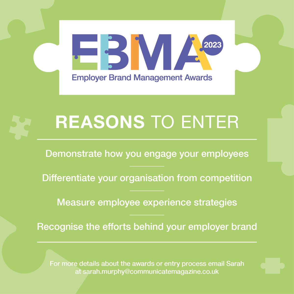 Entering the Employer Brand Management Awards is an opportunity to engage your employees, develop trust amongst your stakeholders, and gain recognition for your organisation’s achievements over the past 18 months.
#EBMAwards #EmployerBrand #EVP #EmployerBranding #corporatecomms