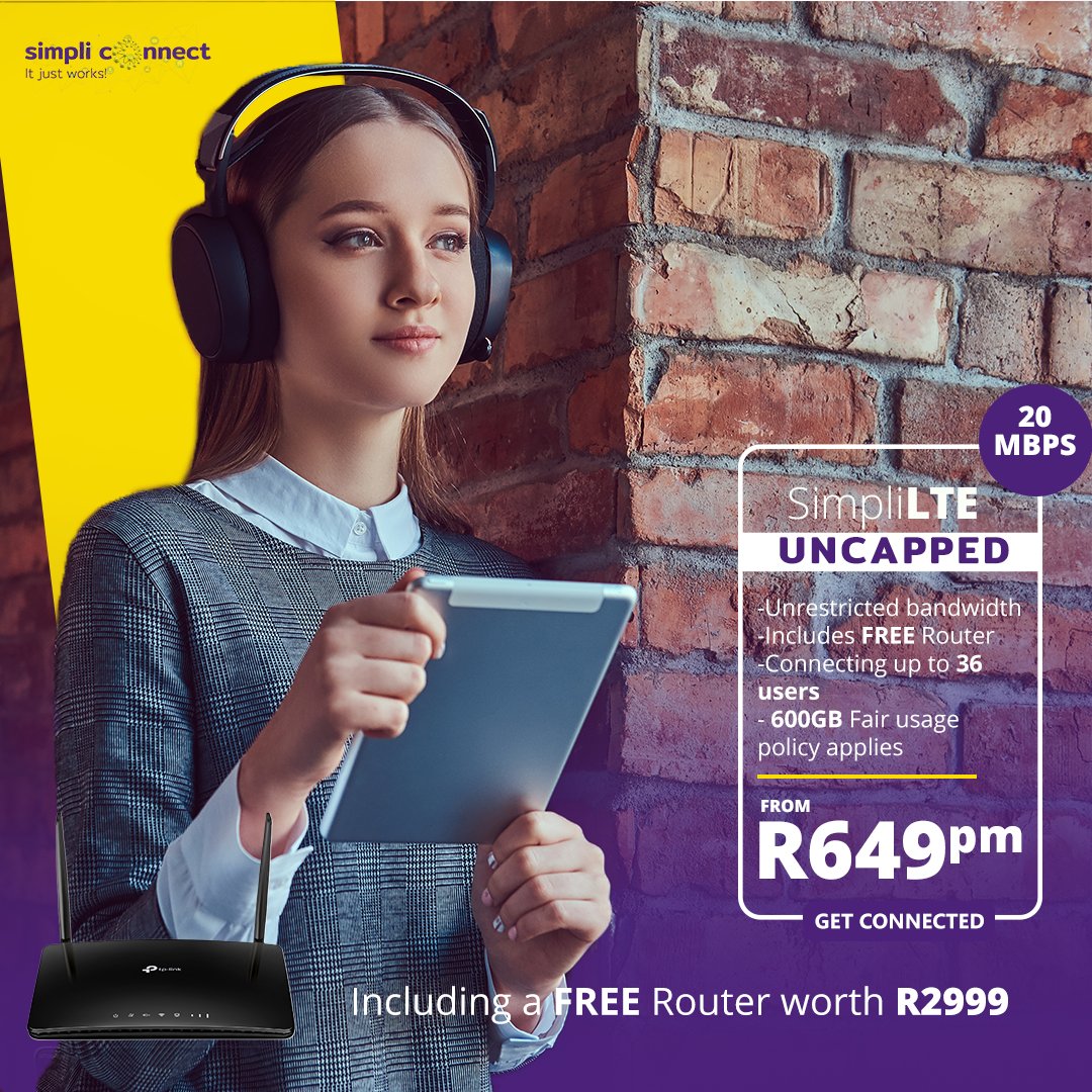 SimpliconnectZA's tweet photo. Take control of your 2023 with uncapped Simpli LTE internet to enjoy social media, online studies, business, and entertainment. 

Get the best from South Africa’s leading ISP! 

Get connected now:
https://t.co/9sxFZFFmPh
Whatsapp: 072 386 4335
Email: sales@simpliconnect.co.za https://t.co/u95319BeK8