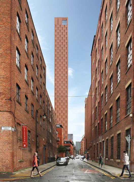 Tradició vertcalitzada 🔸Torre de totxo a Manchester (concurs) ::: Glenn Howells #miercolesenladrillado #arquitectura #architecture #architektur #design #brick