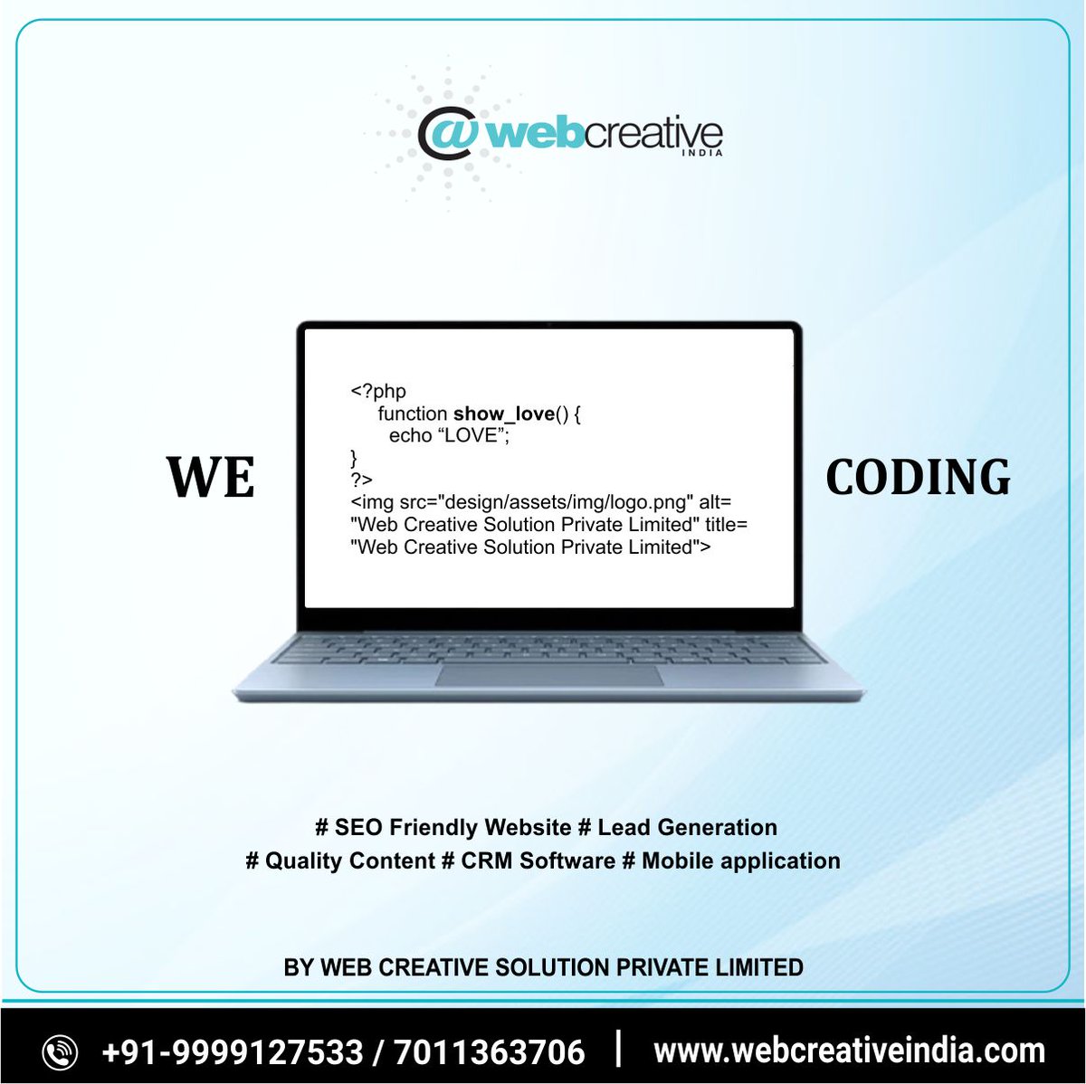 BipeenChander's tweet photo. ------ WEB CREATIVE SOLUTION PVT. LTD. ------
✅We code your website.

💁🏻Contact us for your Website Designing.
#webcreativeindia #marketingdigital #branding #onlinemarketing #marketing #advertising #digitalmarketing #socialmedia #socialmediamarketing #marketingstrategy https://t.co/yJEKMBZbbk