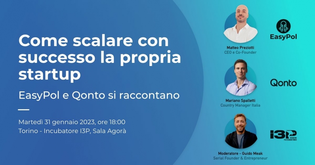 I3P_Torino's tweet photo. 📌 Vuoi scoprire quali sono gli ingredienti fondamentali per scalare il #business della tua #startup? Partecipa all'evento di martedì 31 gennaio, che si terrà in presenza nella nostra sala Agorà alle 18:00!

Iscriviti ora 👉 https://t.co/AtU62K0uVQ

@easy_pol | @QontoIT https://t.co/k88FqwQ4bz