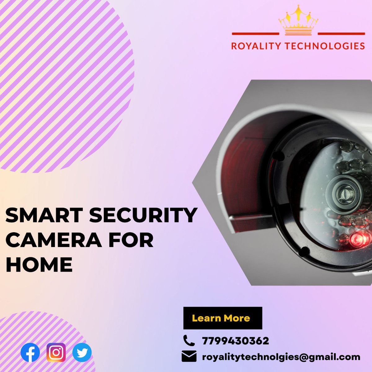 RoyalityTechno4's tweet photo. ☀️☀️#Royalitytechnologies offer #best home security cameras for home and surroundings. 

🌟🌟We offer #indoor and #outdoor security cameras with HD resolution and other #features like night vision and #smartphone controls.

☎️ Call: +91 77994 30362

#Royalitytechnologies https://t.co/T3CMV9BZVS