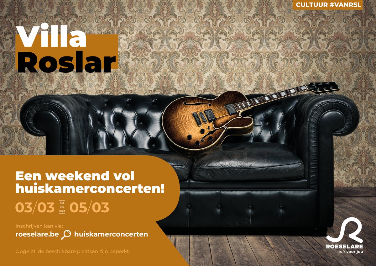 🎶 🎷 Muziekfans, goed opgelet! Het
onvolprezen Villa Roslar is helemaal terug! 🎵 🪗

Voor die gezellige huiskamerconcerten zoeken we
zowel muzikanten als huiskamers. Nogal wiedes, hé!
😆 Schrijf je snel in voor 22 januari!

roeselare.be/nieuws/doe-je-…