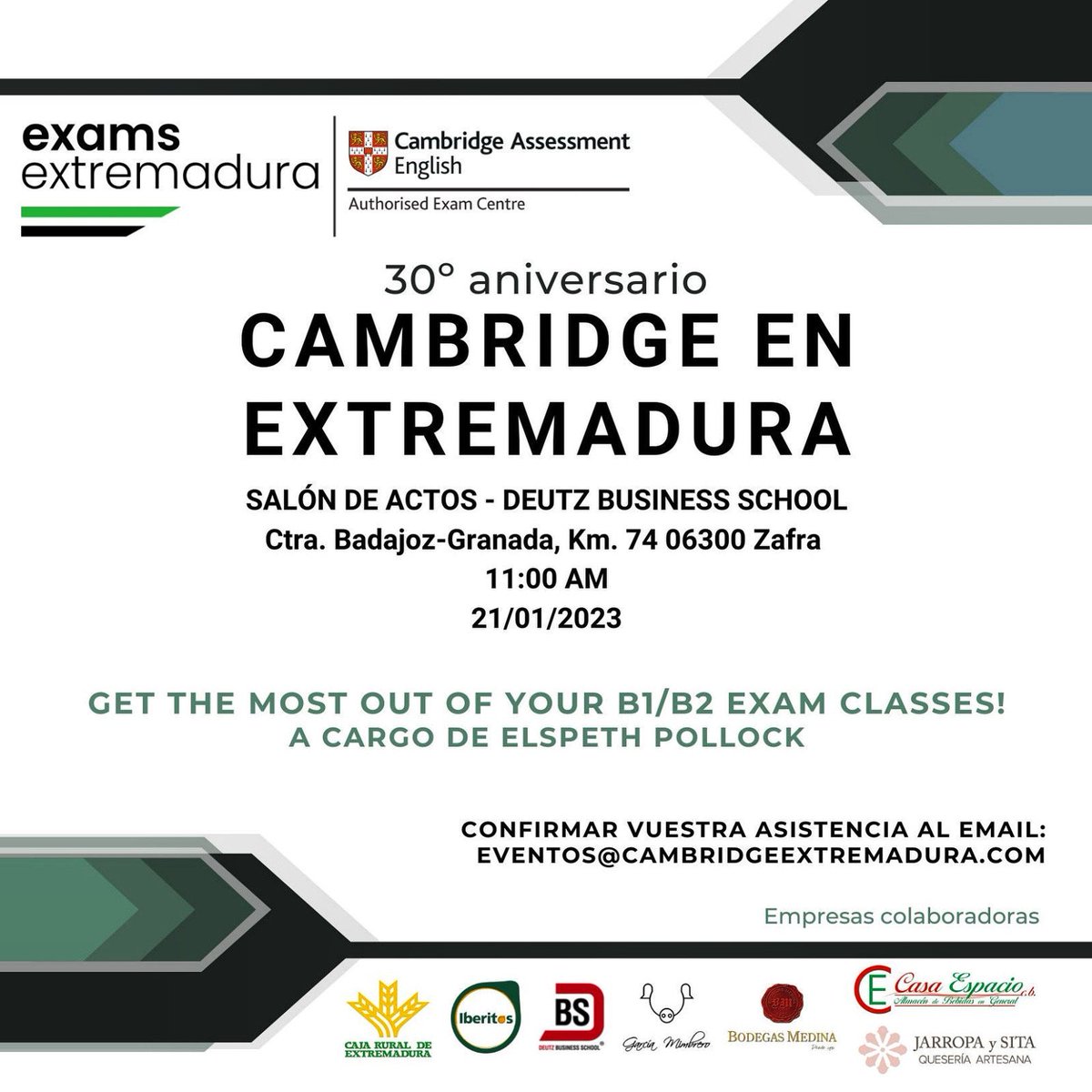 CambridgeES445's tweet photo. Todo preparado para el primer evento de 30 aniversario de Exams Extremadura https://t.co/lrEWh4lrWe