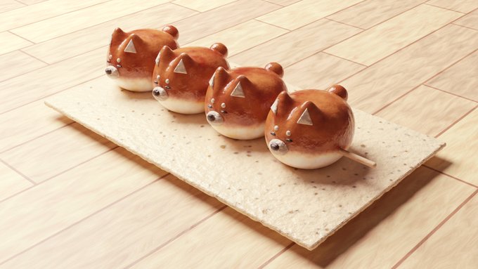 blender練習二作目、柴犬みたらし団子チュートリアル参考:雪さん()#blender #blender初心者 