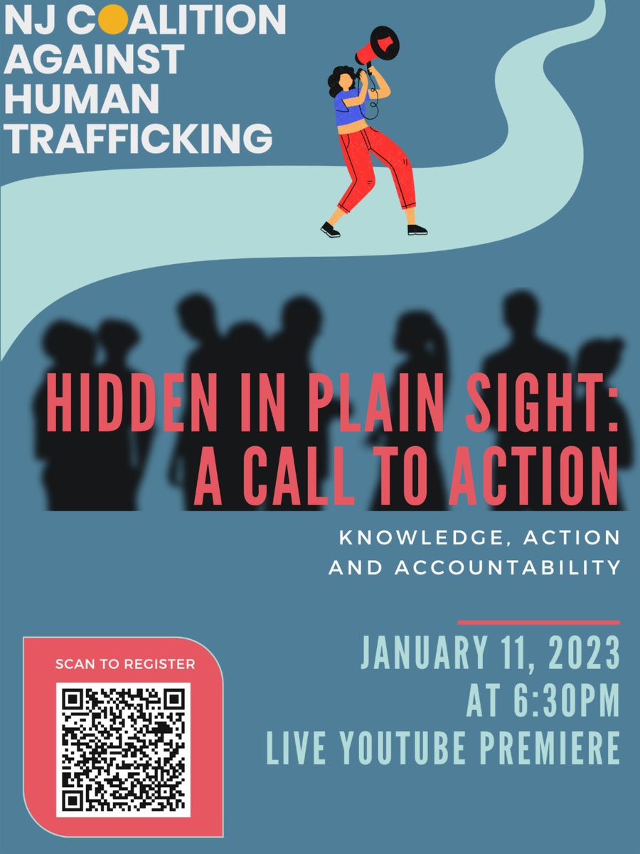 Join us this evening for a live YouTube premiere: Hidden In Plain Sight: A call to Action. Scan the QR code to register. 
#HumanTraffickingAwarenessday 
#HumanTraffickingPreventionMonth 
#EndHumanTrafficking