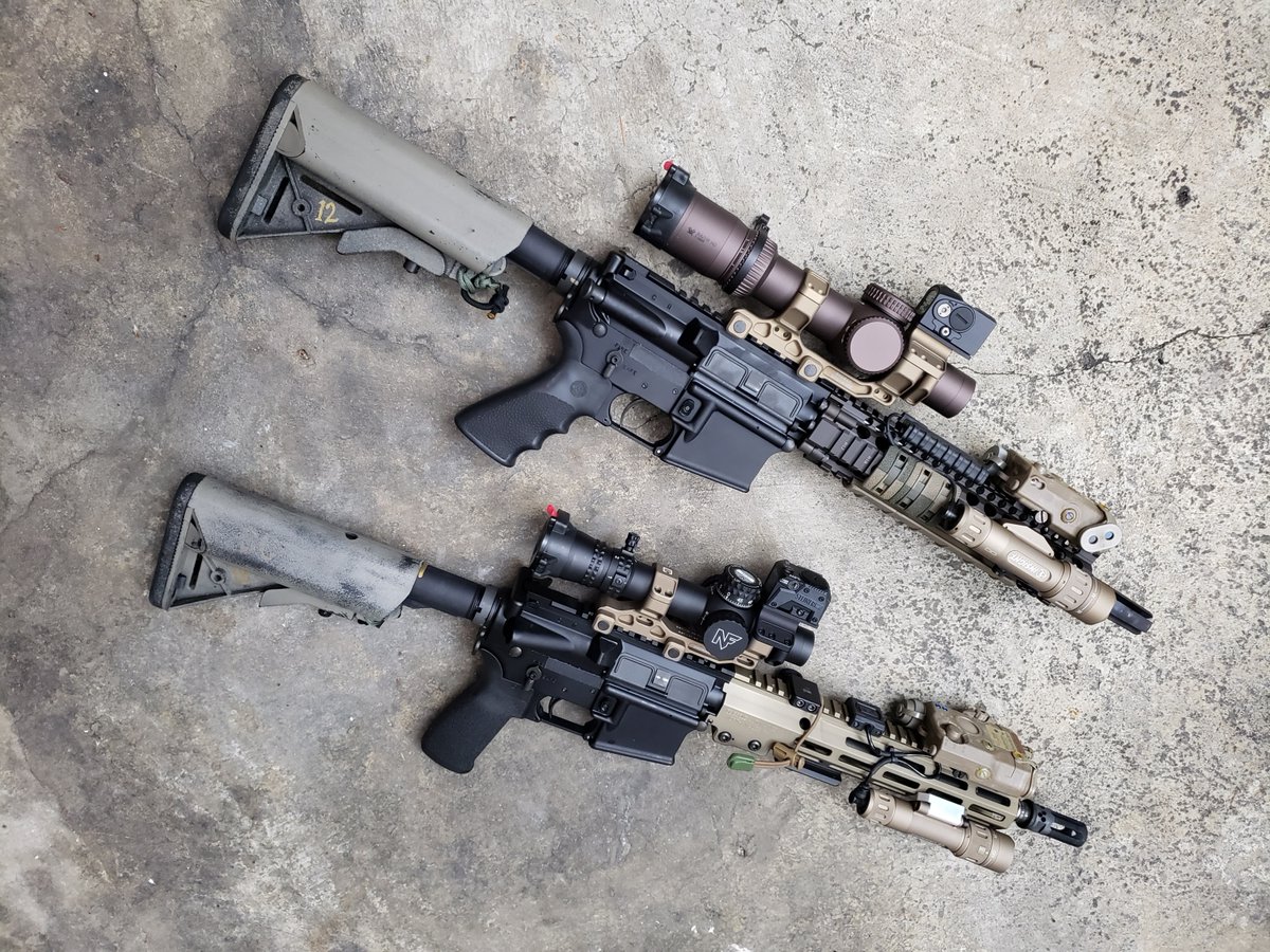 koeng_co's tweet photo. #Aimpoint ACRO piggyback red dot on a #VortexOptics #RazorHD 1-10x on a #MK18 upper.
#SteinerOptics MPS piggyback red dot on a #Nightforce #NX8 1-8x on a #URGI upper.
Both use @koeng_co ACRO C1 Adapter, PN 01-007, with #Badger Ordnance C1 mount. https://t.co/keSY5iHd5Q