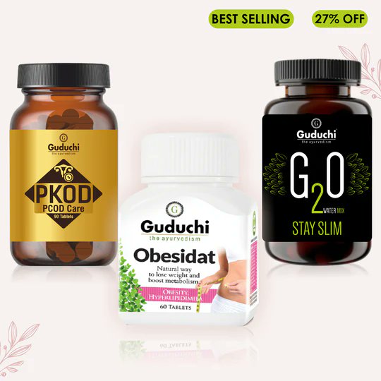 Obesidat along with #PKOD Tablets and G2O water mix  is an ideal combination of products that can help you lose #weight and overcome the symptoms of Polycystic Ovarian Disease.

Trusted by over 3 lakh customers! guduchiayurveda.com/products/obesi… #WeightLoss #AyurvedicTablets #PCOSCare