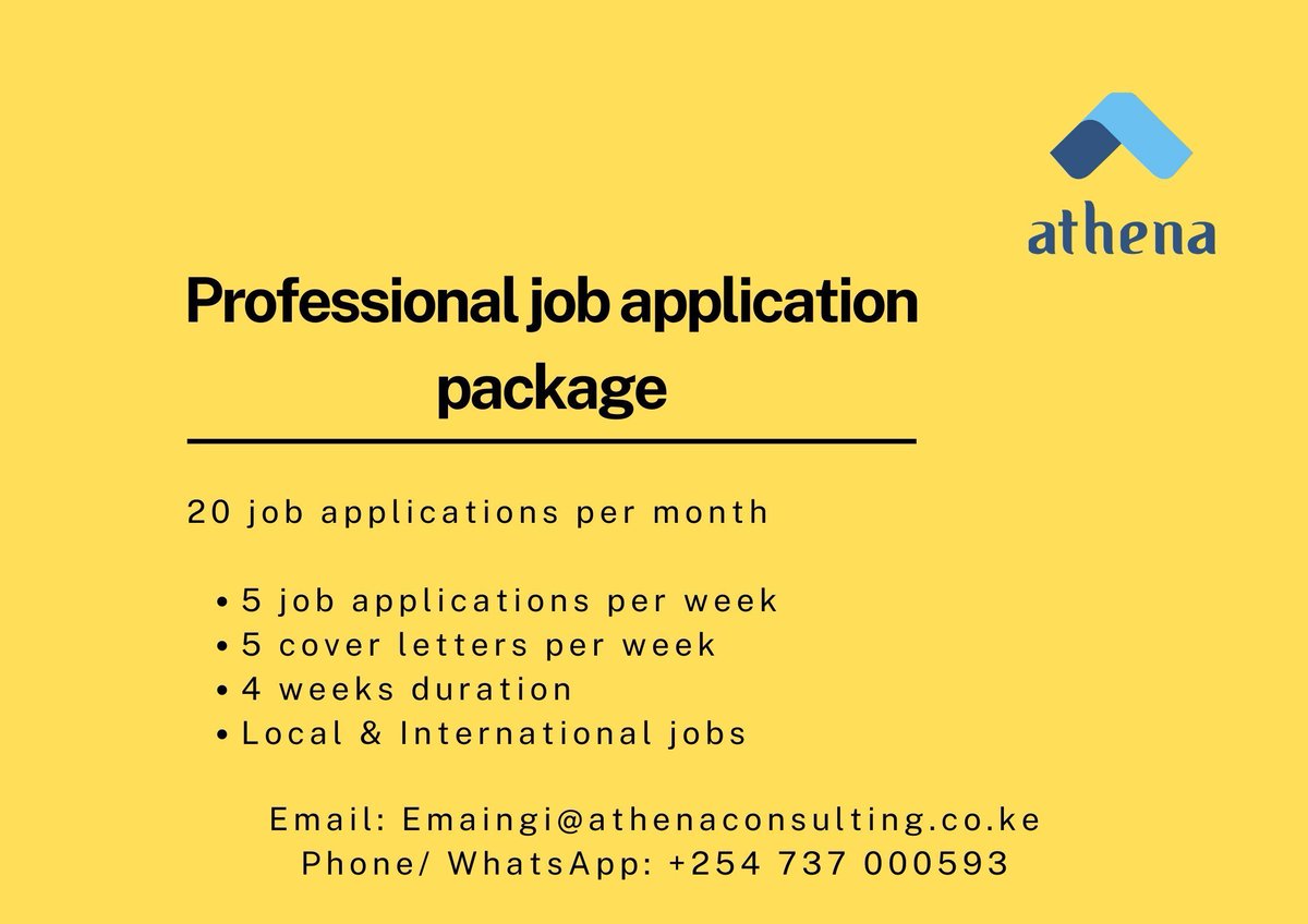 Kaizasouze's tweet photo. Good afternoon to all #KOT

I am a #career advisor at @AconsultingKE and would like to bring to your attention, the list of services I offer.

Reach out to me https://t.co/YLCaNcZyfx