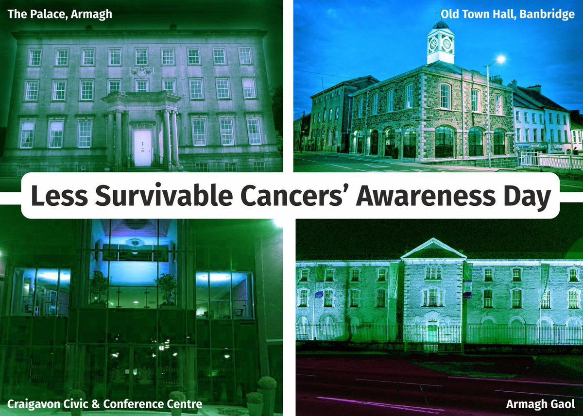 abcb_council's tweet photo. This evening our key buildings will be illuminated green in support of #LessSurvivableCancersAwarenessDay (11 January) as we help local charity @ogcancerni raise awareness of the signs &amp; symptoms of oesophageal &amp; gastric cancer. #CatchItEarly #ABCLightsUp https://t.co/yrJa3Ev4rX https://t.co/J95EIEnxju