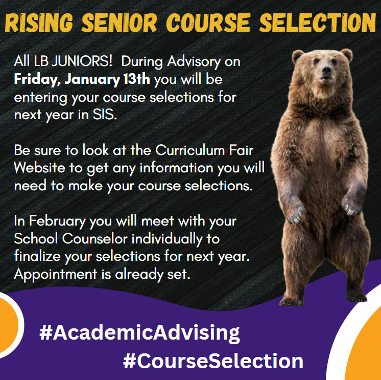 LB JUNIORS! 🐻 @FCPSLBSS #AcademicAdvising #CourseSelection  lakebraddockss.fcps.edu/student-servic…