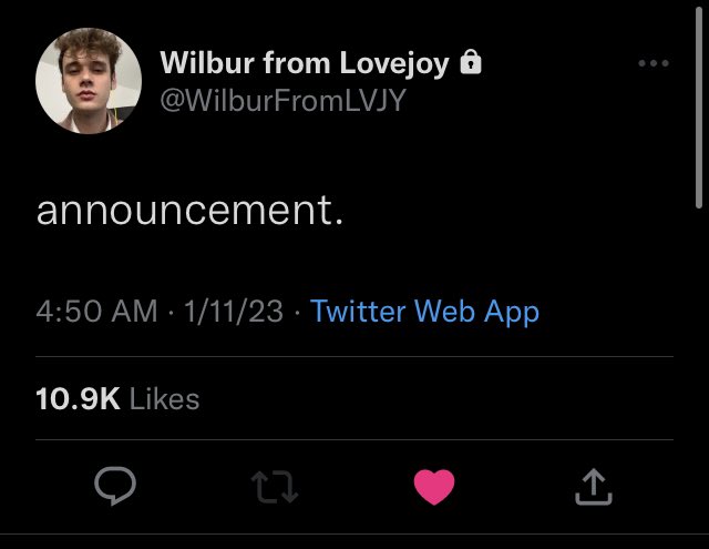 Wilbur tweeted on his private!