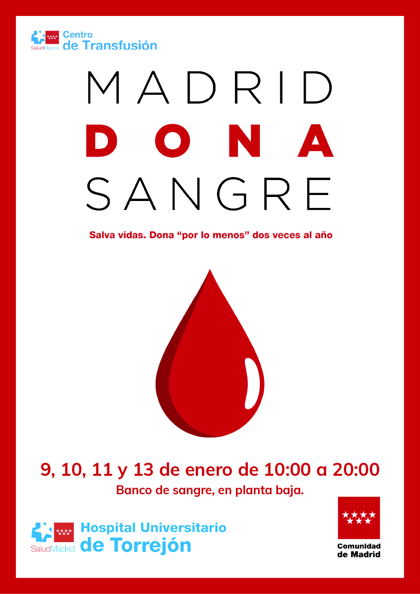 HUdeTorrejon's tweet photo. Nos sumamos a la Semana de la donación de sangre de @Madridonasangre 🩸. 

Ayúdanos a salvar vidas👐. 

👉 El hospital tendrá abierta su sala de donación el lunes, martes, miércoles y viernes en horario de 10:00 a 20:00. https://t.co/uHaxKP1Op3