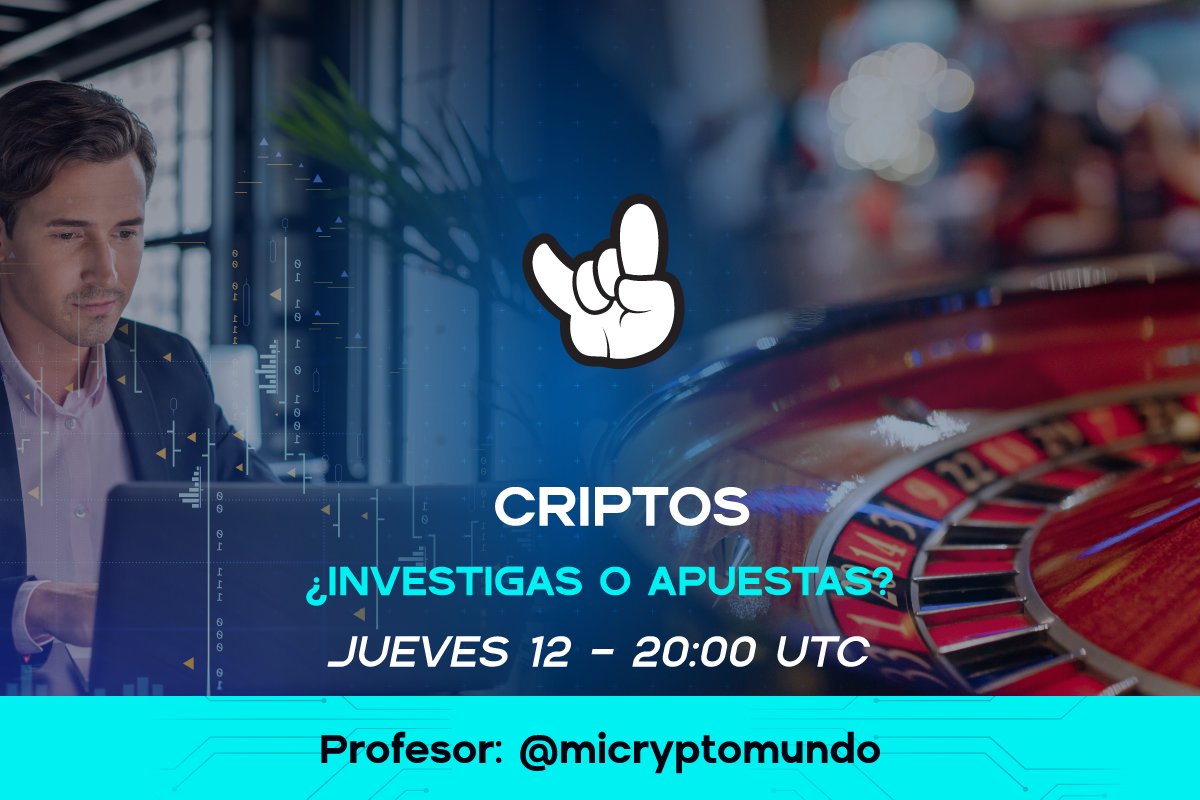 🎰Criptos: ¿Investigas o apuestas?

- Intro a <a href="/CoinMarketCap/">CoinMarketCap</a>
- Capas en cripto, problemas, soluciones y narrativos
 
🗓️ 12 de Enero a las 20:00 UTC (21:00 hora española)
👤 Profesor: @micryptomundo

Entrada LIBRE y GRATUITA: discord.com/events/1029371…

#Crypto #Web3 #Criptomoneda