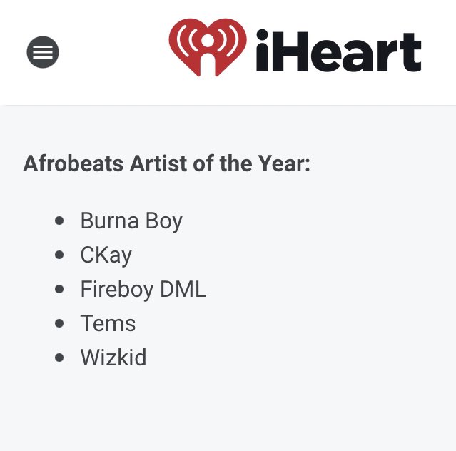 WizkidSource's tweet photo. NEWS 🏆 Wizkid has been nominated in the newly added “Afrobeats Artist of the Year” category at the 2023 iHeartRadio Music Awards.

It is his fourth career nomination at the ceremony.

https://t.co/3HWSlNLZoN https://t.co/D3Si77qUvU