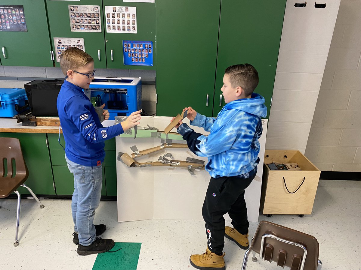 4th grade Engineering group working on their marble run mazes!  The goal was to get their marble to roll for the longest amount of time!  A lot of test and retest to make small adjustments/ improvements!