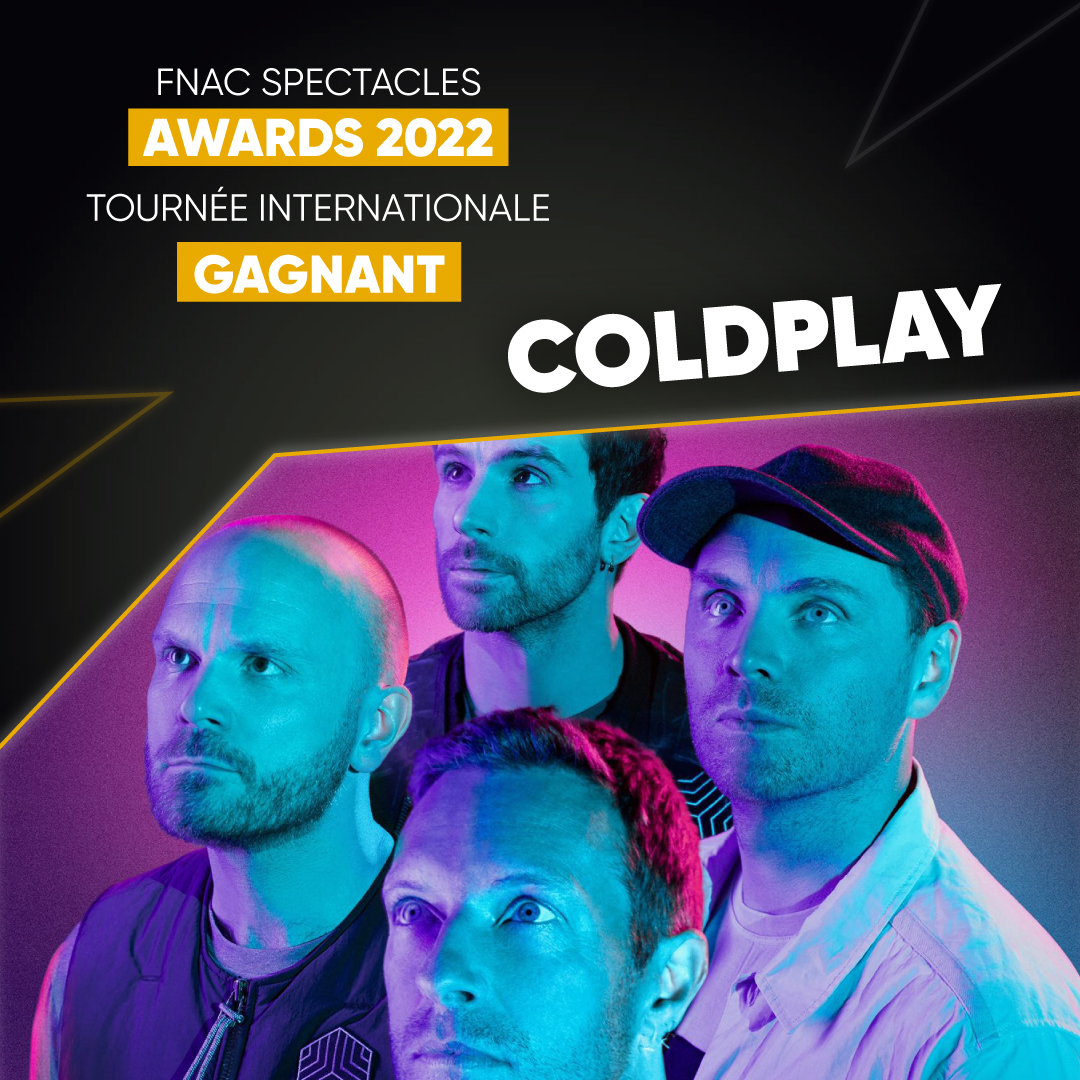 fnacspectacles's tweet photo. Tournée internationale de l'année :
🏆 @coldplay - Music of the Spheres Tour
#FnacSpectaclesAwards https://t.co/jN4IMppv4a