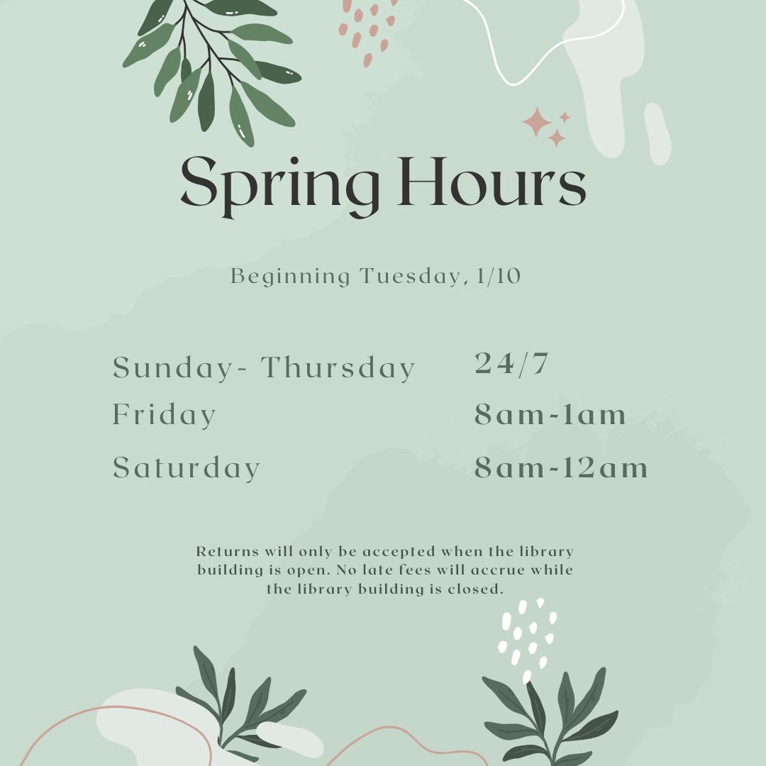 OxLibrary's tweet image. Welcome back! This semester, the Oxford College library will be open 24 hours Sunday through Thursday, from 8am-1am on Fridays, and From 8am to midnight on Saturdays.