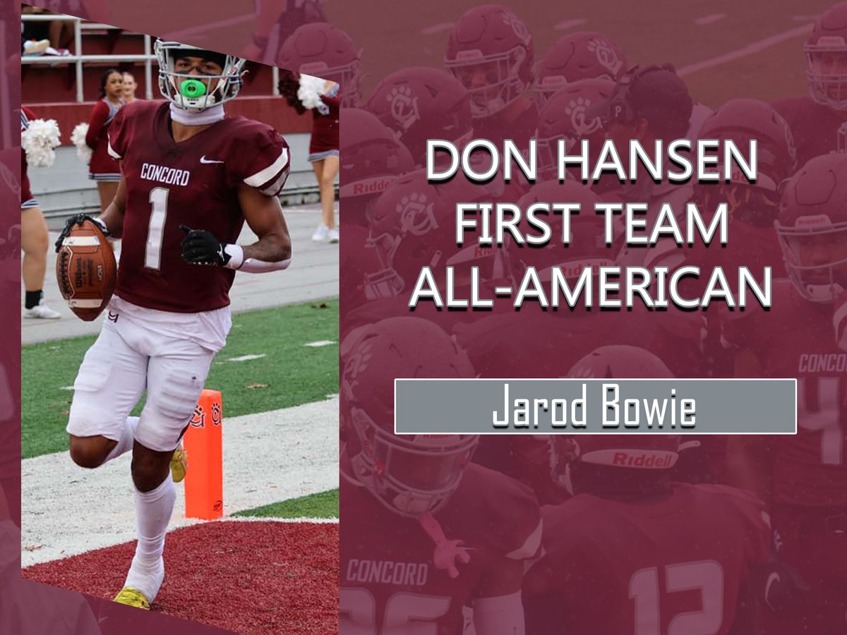 .<a href="/ConcordFootball/">Concord University Football</a>'s Jarod Bowie lands on his fourth All-American of the postseason with a first team nod on Don Hansen Football Gazette