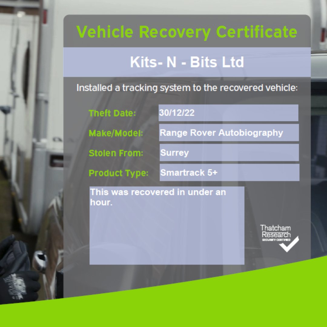 Do trackers work? You bet they do! 

This receipt indicates that the vehicle was found in less than 60 minutes. Have you had yours installed? It's a no-brainer. 

Have a look at our products here: bit.ly/32pqwJu 

#VehicleTrackers #CarAftermarket #AftermarketTech