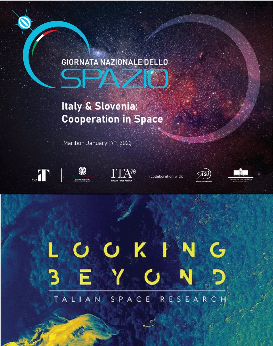 In the frame of #ItalianSpaceDay🚀<a href="/ITALjubljana/">ITA Ljubljana</a> and <a href="/ASI_spazio/">Agenzia Spaziale ITA</a> organize on Tue 17/01 "Italy &amp; Slovenia: Cooperation in Space" at FERI-Maribor University where <a href="/ItalyinSlovenia/">ItalyinSlovenia</a> will open #LookingBeyond, the🛰️exhibition promoted by <a href="/ItalyMFA/">Farnesina 🇮🇹</a> with <a href="/ASI_spazio/">Agenzia Spaziale ITA</a> and <a href="/telespazio/">Telespazio</a> 🇮🇹🤝🇸🇮