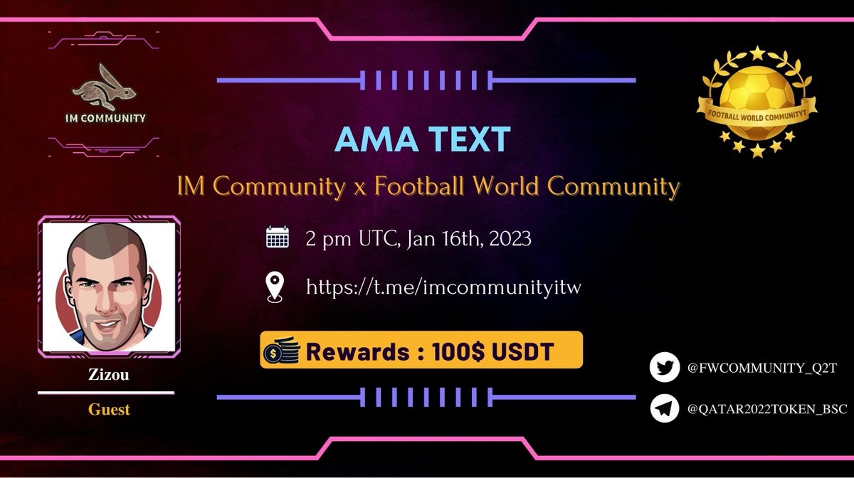 sagetraderhvhl's tweet photo. IM COMMUNITY will hold an AMA with https://t.co/z5ZNU055fg on 16 Jan 2022 l 02:00 PM UTC l 21:00 GMT+7 
Prize: 100 USDT
Rules:
1. Details 
2. Follow @FWCOMMUNITY_Q2T  &amp; @IM_Communityitw
3. Like, Retweet  &amp; Your Questions (max 3 questions) https://t.co/uR1hqAl0CA