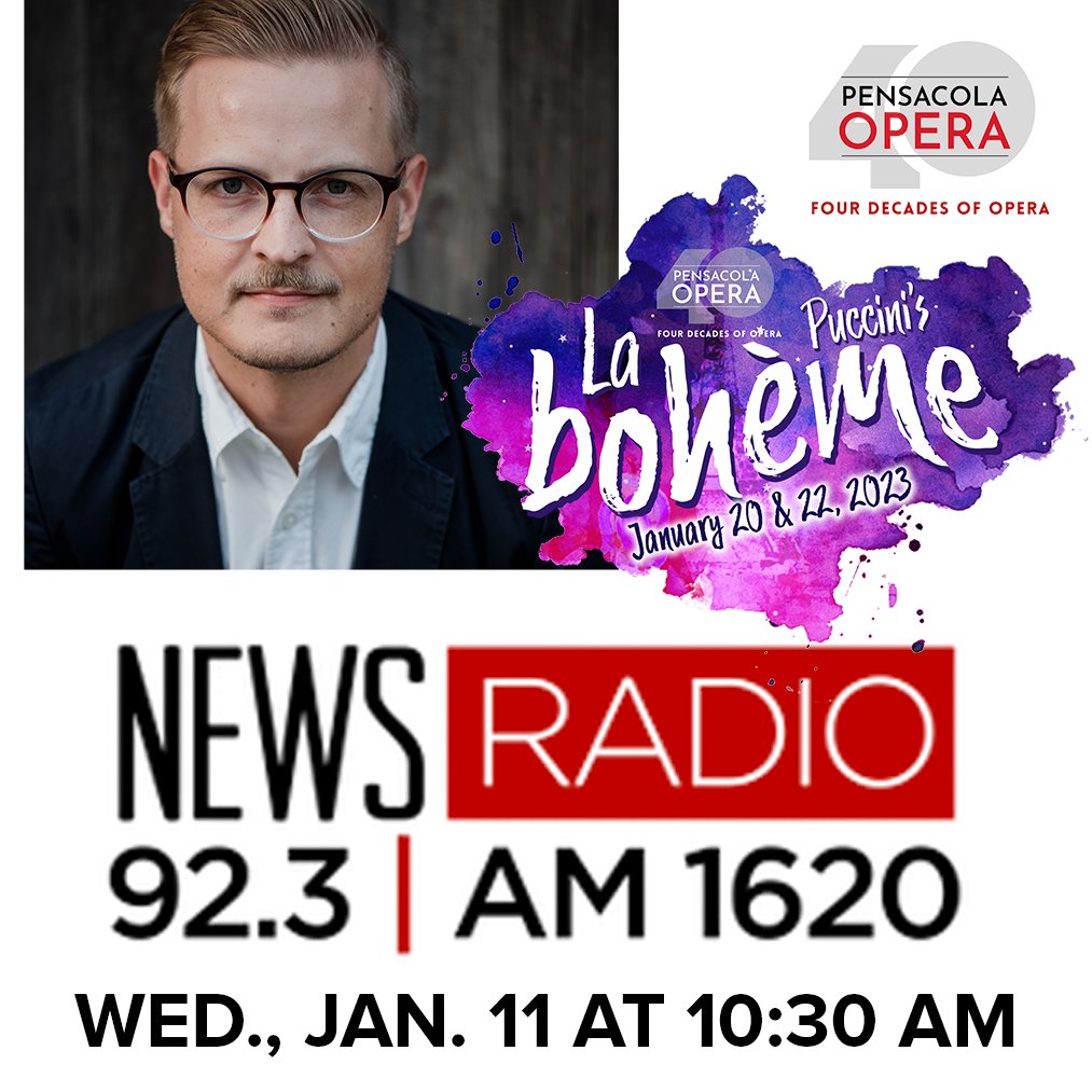 PensacolaOpera's tweet photo. ✨Happening this morning! Listen live at https://t.co/Kl6FSVcSHH ...there might even be a chance to win some FREE tickets! https://t.co/hMuBBuq5Rd