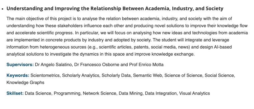 angelosalatino's tweet photo. PhD Positions 👩‍🎓👨‍🎓 available at @kmiou. Submission deadline 🗓️13 Mar 2023

More info: 
🌐https://t.co/2Ss1uwFGPI

#ScienceOfScience #Scientometrics, #ScholarlyAnalytics #ScholarlyData #SemanticWeb #SocialScience #KnowledgeGraphs #NLP #AI #ML https://t.co/wxxq3br7De
