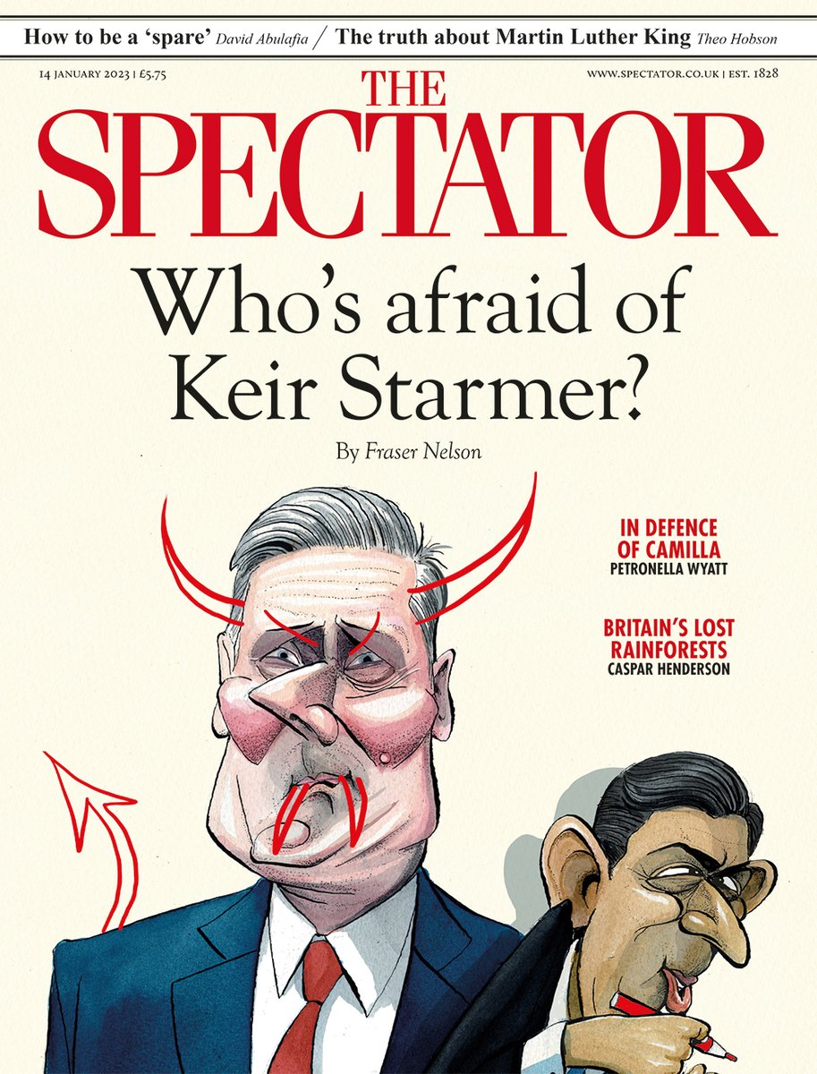 spectator's tweet image. 🗞 Who’s afraid of Keir Starmer? The Tories can’t demonise the Labour leader, says Fraser Nelson

✍️ In the mag:

• Katy Balls on the Tories’ dividing line
• Patrick Jephson on the royals’ moral high ground
• Lionel Shriver on Ukraine’s next chapter

subscribe.spectator.co.uk