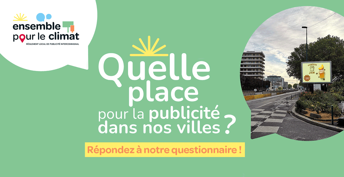Est_Ensemble's tweet photo. 🗣️Quelle place pour la publicité dans nos villes ?
Il est encore temps de donner votre avis sur le futur Règlement Local de Publicité Intercommunal (#RLPi) et de faire évoluer votre cadre de vie, en répondant à notre questionnaire en ligne 📝👉 https://t.co/Fgv7jrVBJL https://t.co/Xpn74POyRJ