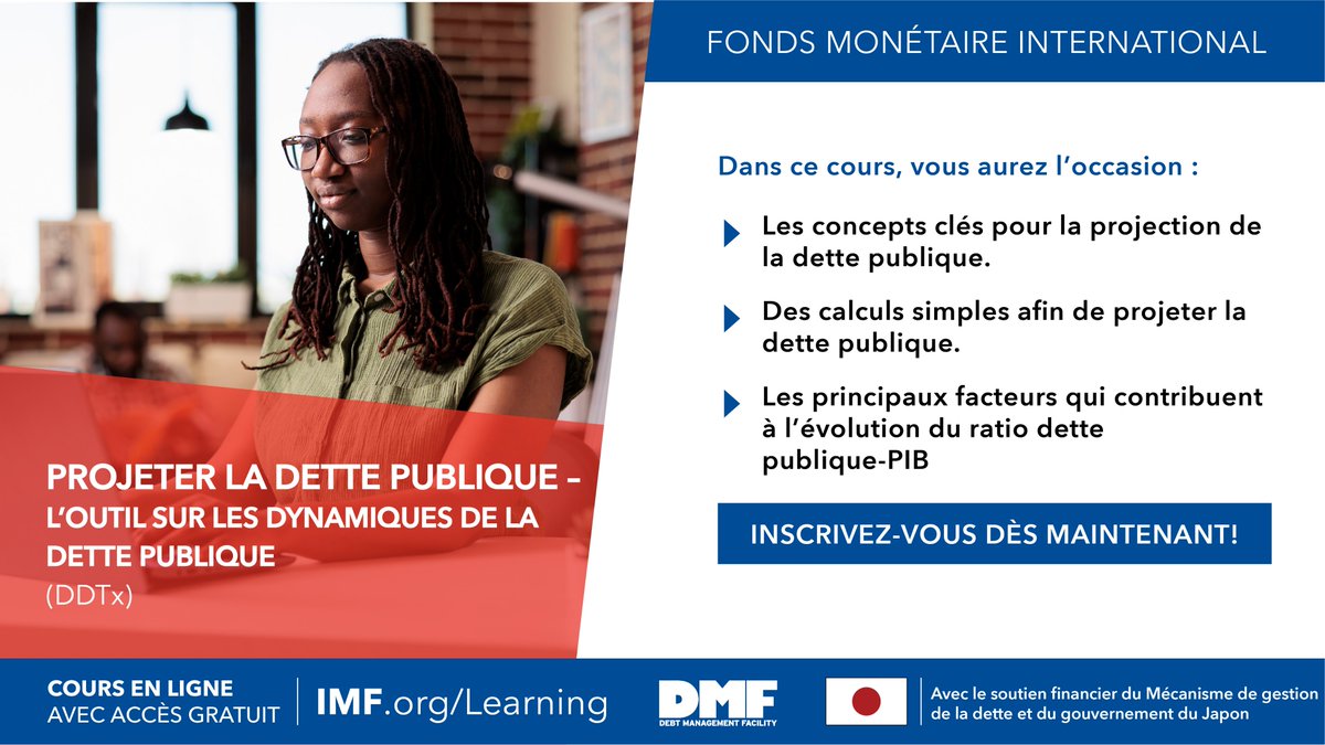 imfcapdev's tweet photo. Inscrivez-vous à notre cours en ligne Projection de la dette publique et apprenez à projeter l'évolution de la dette publique dans le temps en fonction de variables macro-budgétaires. 💻📝👉Fonctionnaires publics: https://t.co/WySnRk6u4R; Grand public: https://t.co/z4XsrfxHLb https://t.co/qmiPLBrZaZ