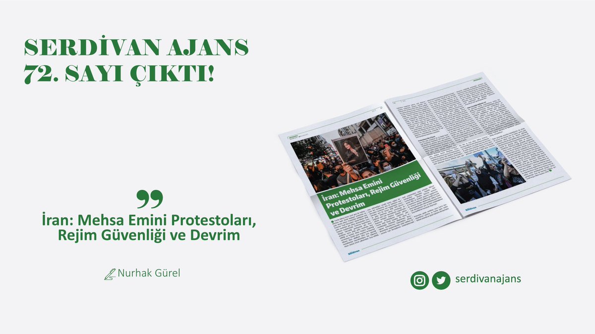 serdivanajans's tweet photo. 72. Sayı Çıktı!

“İran: Mehsa Emini Protestoları, Rejim Güvenliği ve Devrim”
 
Nurhak Gürel, Serdivan Ajans için kaleme aldı!

Şehir Kültürü Gazeteniz Serdivan Ajans’a; https://t.co/4h3R6SJHSX adresinden ulaşabilirsiniz.

@NurhakGurel https://t.co/TDC6mlcap6
