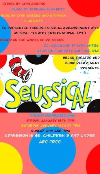 ChoirBrock's tweet photo. Seussical is here!!! Brock Choir and Theatre students are amazing! Make sure you do not miss this!🎶🎶🎶 https://t.co/iVdzP9s4Y9