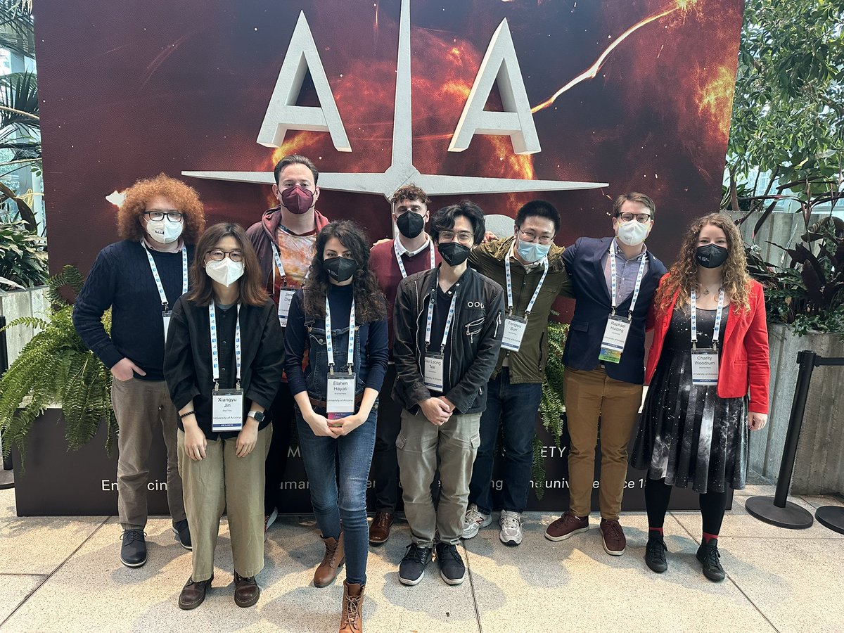 StewardAstro's tweet photo. .@azstewobs graduate students at #AAS241. Picture from @CharityWoodrum. Also @a_skyentist @fengwu_sun @matthewsplanet @tlmc2829 @Winniellahay @JeremyEDietrich https://t.co/A3tn3qtJoU
