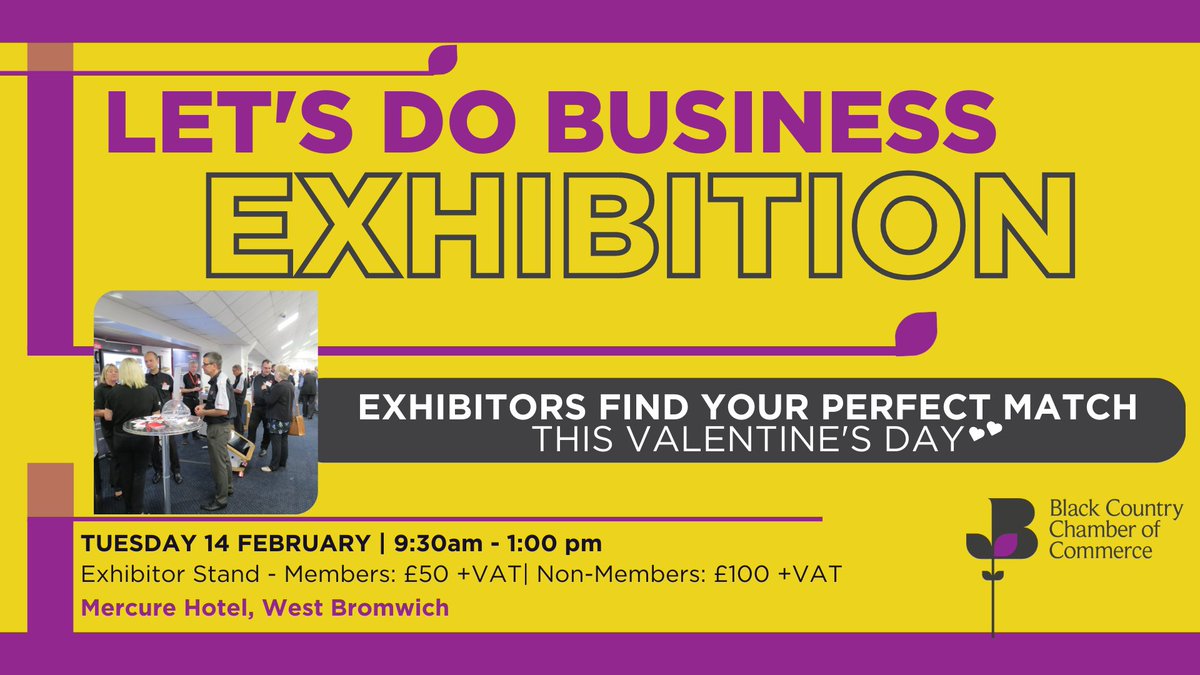 BCCCmembers's tweet photo. We're excited to announce our Let's Do Business Expo is coming to #WestBromwich on 14 Feb. 

You can book your stands, attendance and seminar slots now: https://t.co/j8b1OrOafo #BlkCountryHour #expo #businessexpo https://t.co/DoGk3HTATP