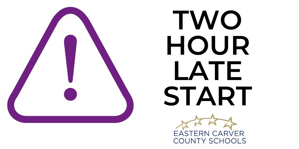 School will start 2 hours late today, Jan. 11, due to winter weather &amp; road conditions. Buses will run 2 hours later than usual.
• Morning Club Care, morning half-day preschool &amp; morning E.C.F.E. are canceled.
• Full-day preschool will open at the delayed school start times.