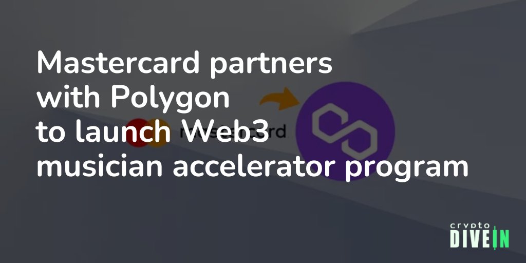 cryptodivein's tweet image. 📢 News Alert

Global payments giant @Mastercard is ramping up its exposure blockchain tech yet again, after announcing a @0xPolygon based accelerator program to help musicians build their careers via Web3.
